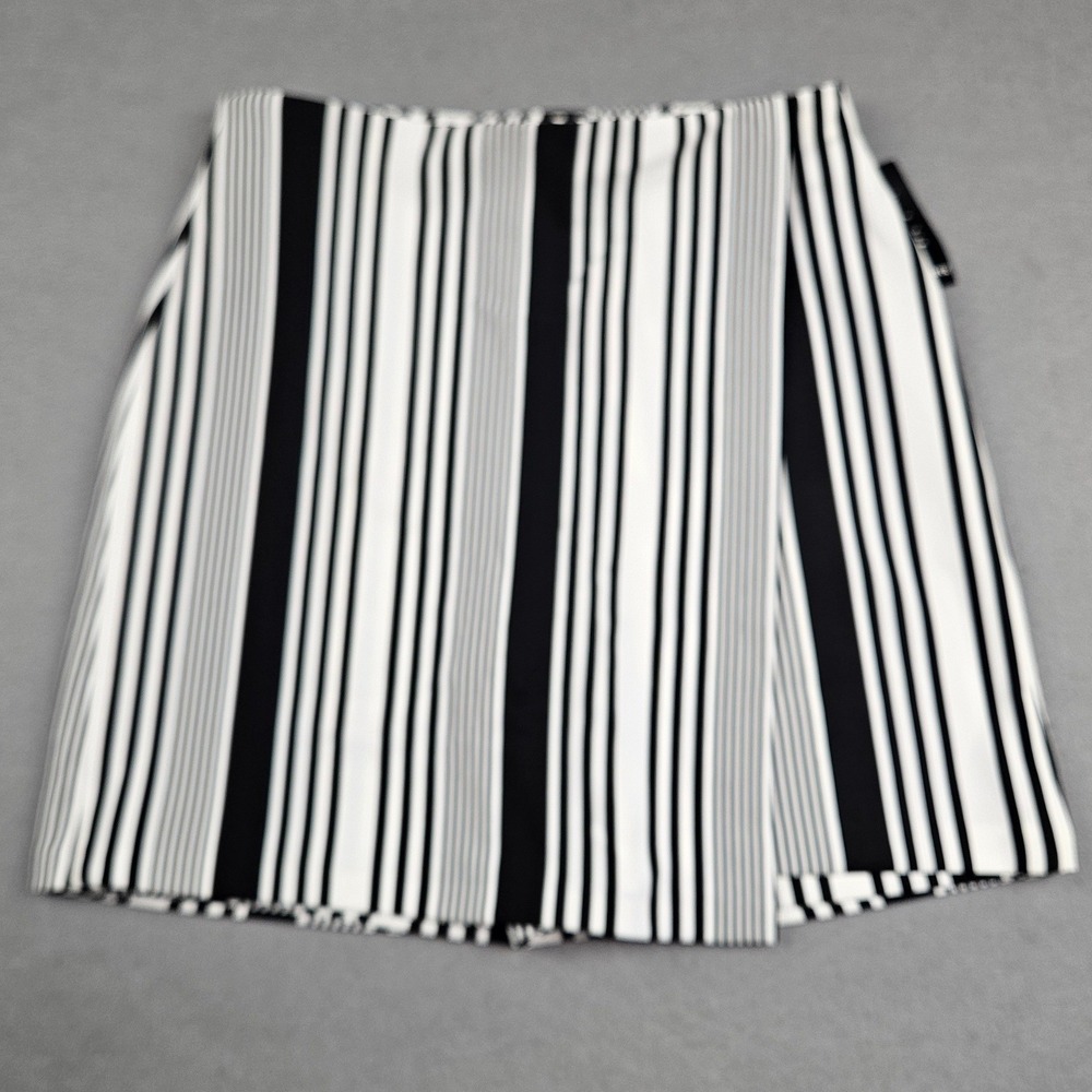 Boston Proper Black and White Striped Mini Skirt